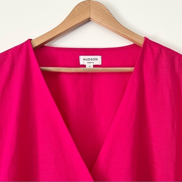 Hudson North Pink Linen Blend Wrap Shirt Dress Size 3X - Picture 5 of 13